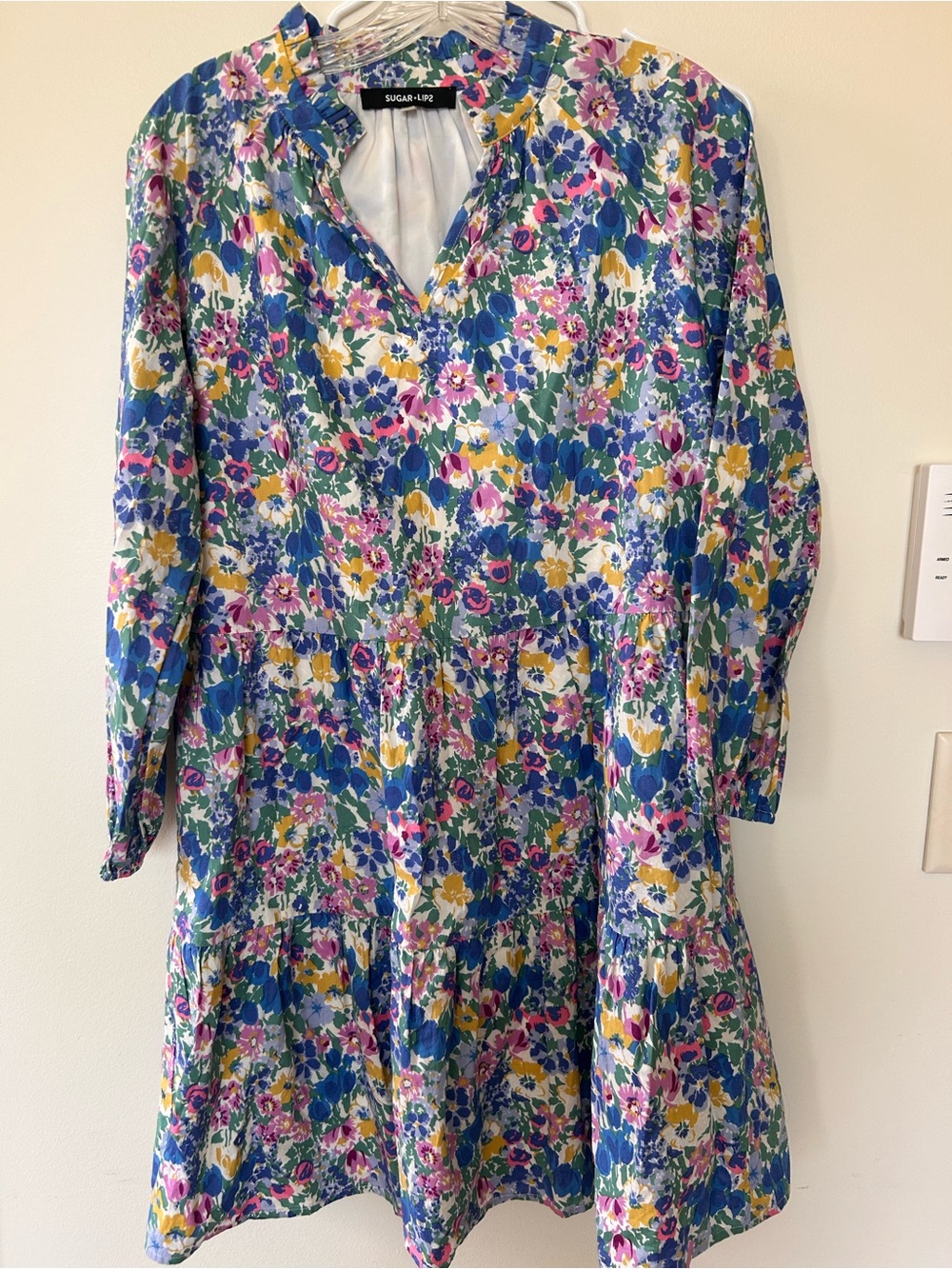 Sugarlips Blue Multi Floral Tiered Women’s s Dress